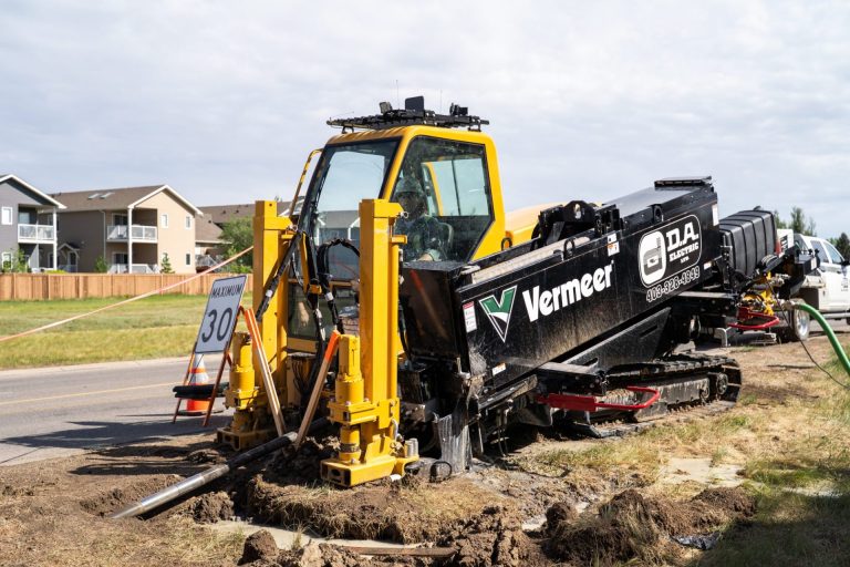 Directional drill equipment used for underground utility installation in southern Alberta by D.A. Electric