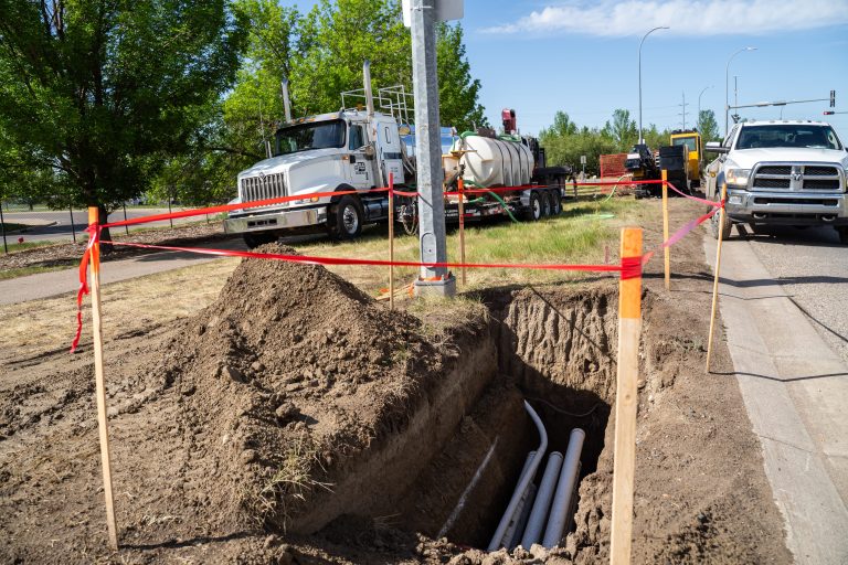 Underground shallow utilities electrical installation in southern Alberta by D.A. Electric